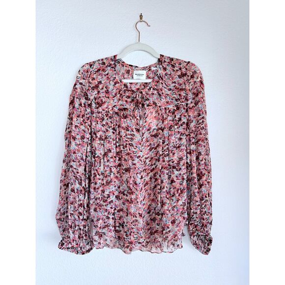 NWT Isabel Marant Étoile Daytonea Floral Long Sleeve Blouse in Raspberry & Ecru - Picture 7 of 16